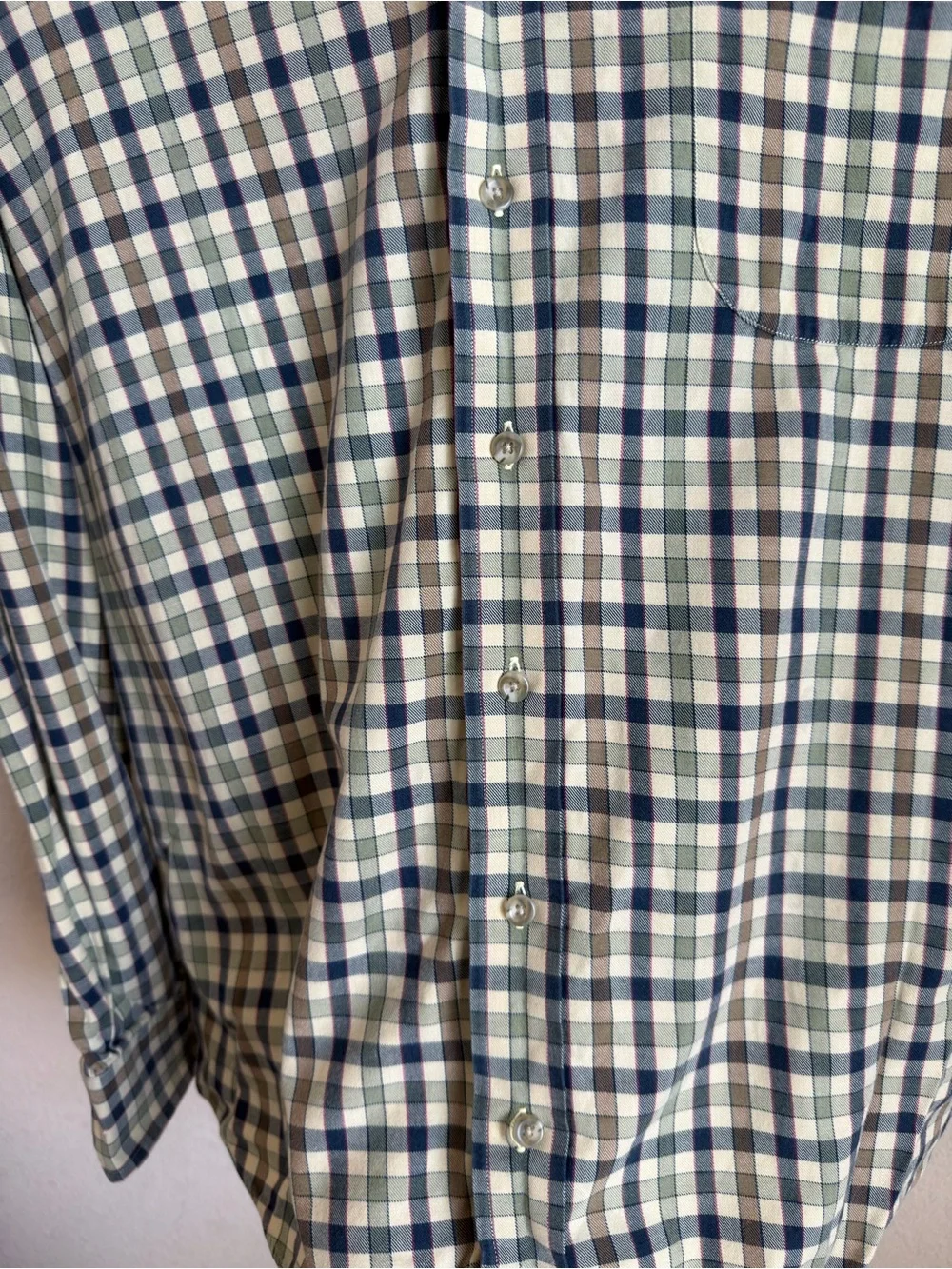 Viyella Vintage Cotton Wool Plaid Button Down Shirt Size L Green Brown Mens - Picture 6 of 13